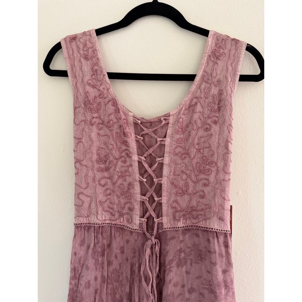 NWT Scully Honey Creek Lace Up Jacquard Midi Dress Mauve Pink Boho Western XL - Picture 6 of 10